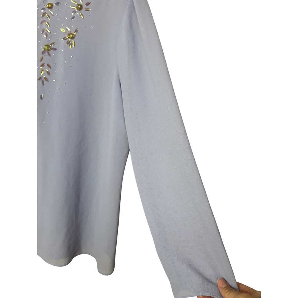 R&M Richards Karen Kwong Lavender Beaded Sheer Evening Jacket Size 16 Formal - Picture 4 of 6